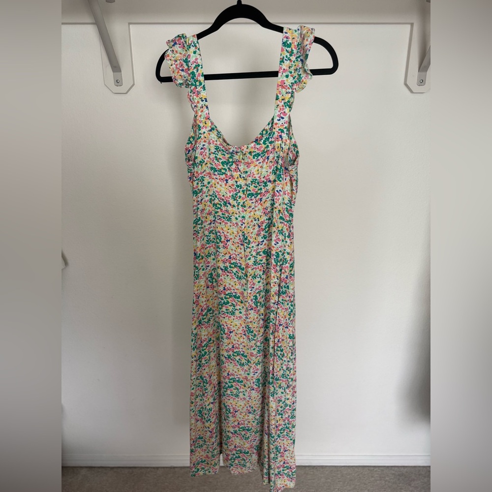 LOFT Abstract Floral Midi Dress - Size 10